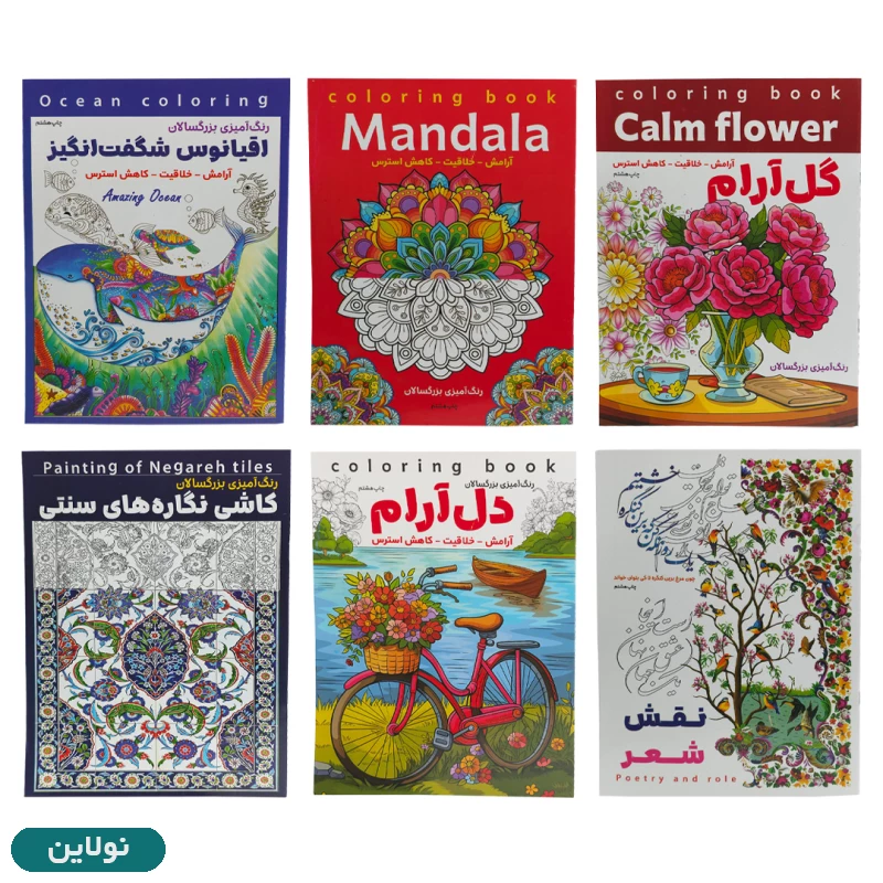 قیمت و خرید مجموعه 6 عدد کتاب رنگ آمیزی بزرگسالان سایز A4 انتشارات آرتانیک | نولاین