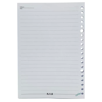 کاغذ یدک کلاسور 20 سوراخ A5 آ.م.جی AMG بسته 100 عددی کد NB-A5-20 | نولاین