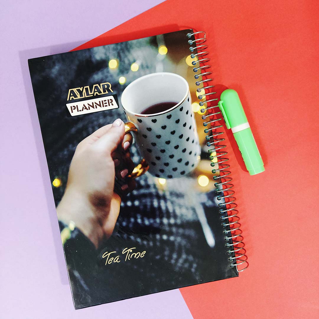 دفتر برنامه ریزی آیلار سیمی جلد سخت طرح لیوان چای کد P-10 | نولاین