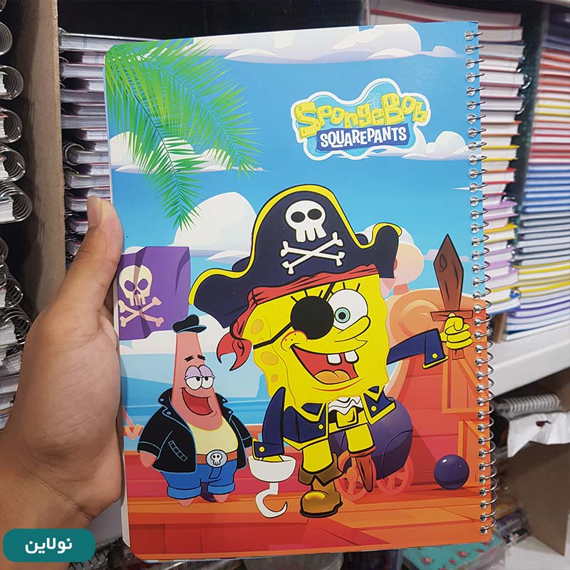 قیمت و خرید دفتر تک خط حاشیه دار 60 برگ سیمی طرح باب اسفنجی کد 002 | نولاین