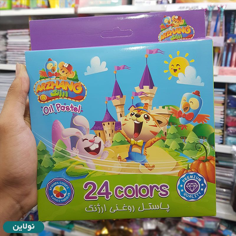 قیمت و خرید پاستل روغنی 24 رنگ جعبه مقوایی ارژنگ کد 3304 | نولاین