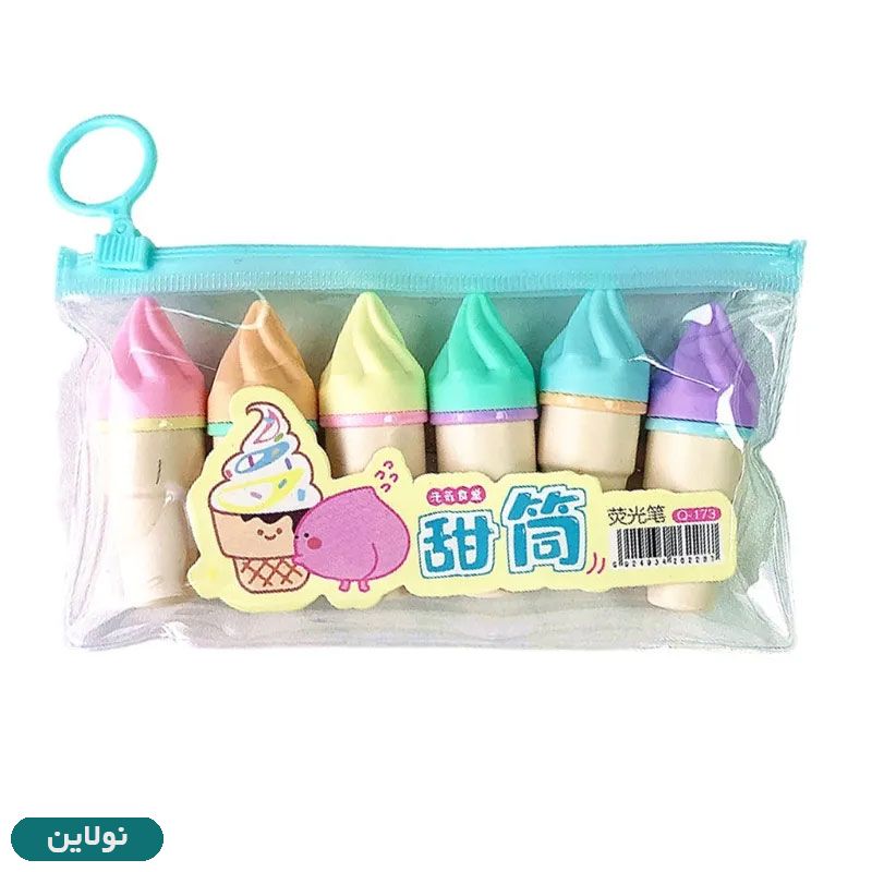 قیمت و خرید هایلایتر فانتزی طرح بستنی بسته 6 عددی | نولاین