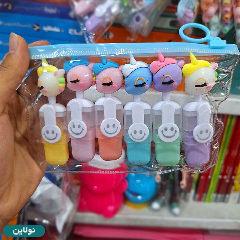 قیمت و خرید ماژیک هایلایتر فانتزی طرح یونیکورن تک شاخ بسته 6 عددی | نولاین