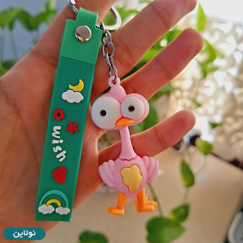 قیمت و خرید جاکلیدی فانتزی سیلیکونی طرح شترمرغ چشم درشت کد 0022 | نولاین