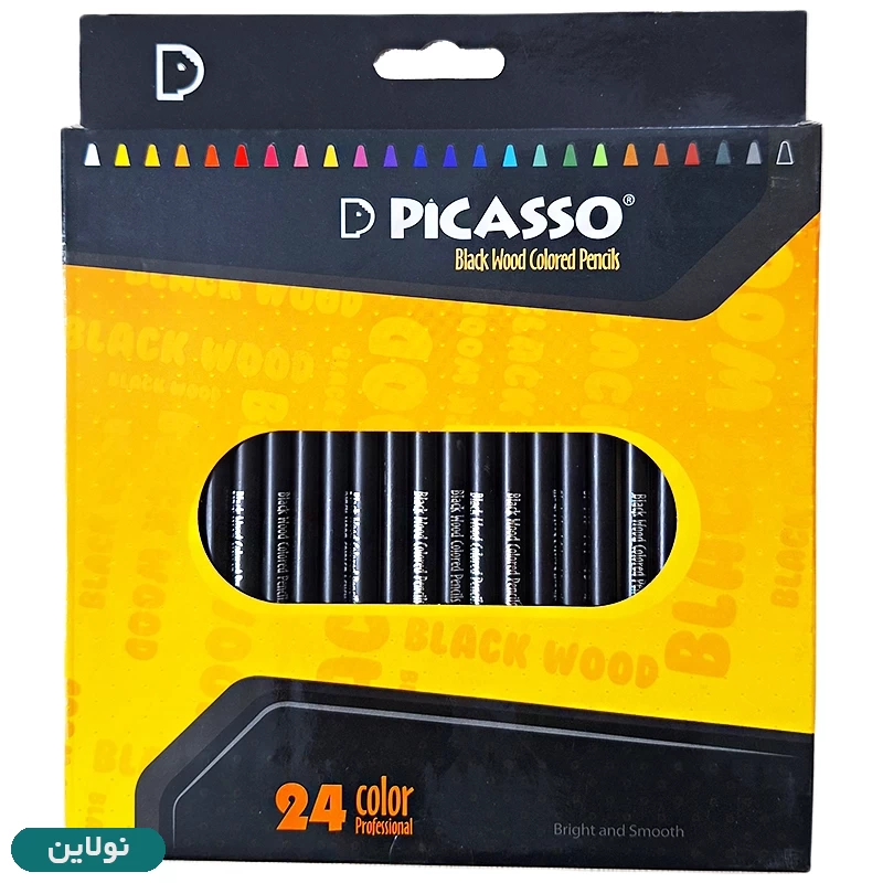 قیمت و خرید مداد رنگی 24 رنگ پیکاسو بدنه مشکی جعبه مقوایی | نولاین