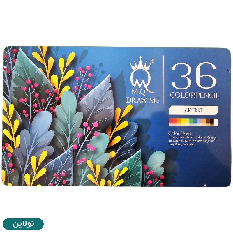 قیمت و خرید مداد رنگی ام کیو 36 رنگ mq جعبه فلزی آرتیست طرح گل | نولاین