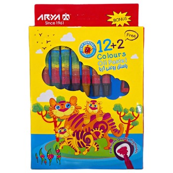 پاستل روغنی 2+12 رنگ جعبه مقوایی آریا کد 2027 | نولاین