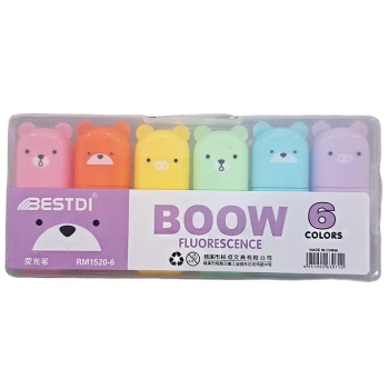 ماژیک هایلایتر خرسی بسته 6 عددی | نولاین